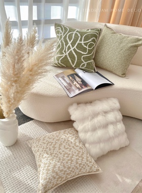 Texdream态度 慵懒豆绿高级轻奢抱枕客厅沙发ins风春夏靠枕靠垫套