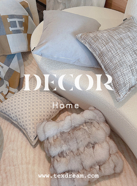 Texdream态度 雾紫色小香风Ins枕套轻奢狐狸毛沙发抱枕客厅靠垫