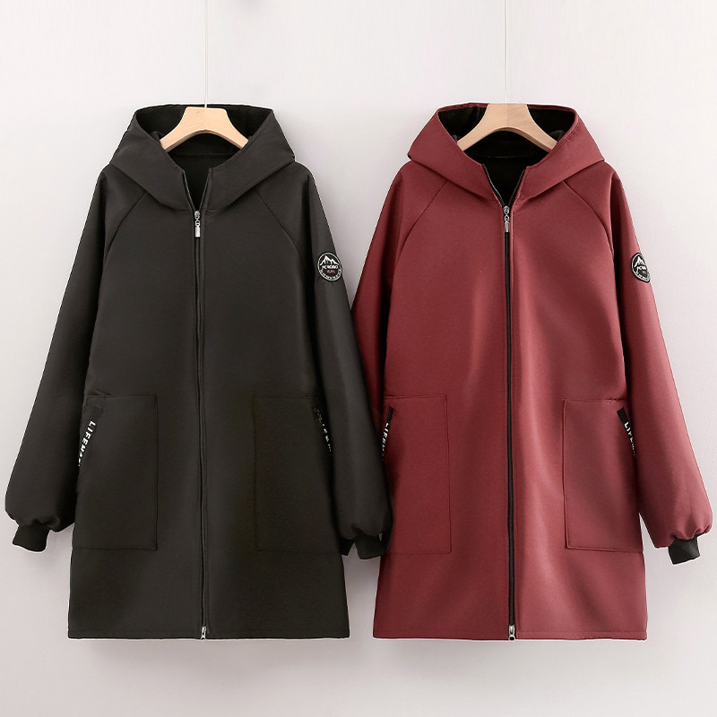 简约韩版加绒围裙保暖中长款工作服印字logo男女通用防水连帽罩衣