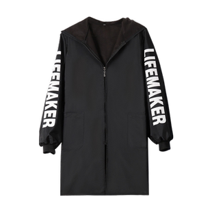 罩衣女冬天加绒加厚家用厨房长袖围裙时尚防水防油外套工作服定制