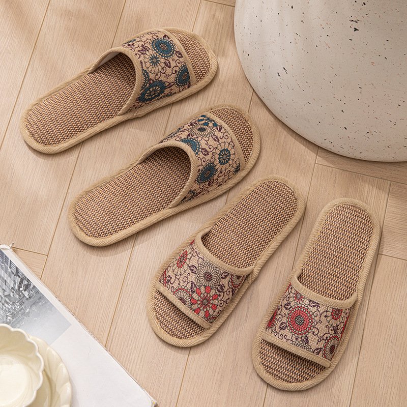进口2025新款亚麻拖鞋女防滑居家室内四季通用情侣静音软底拖鞋夏