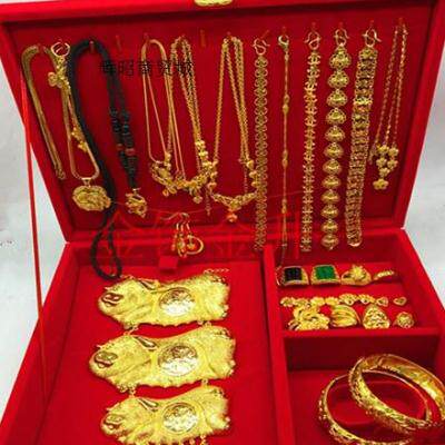 新款红布首饰盒嫁金货多oin件收绒纳子套盒珠宝礼妆品盒送闺蜜结