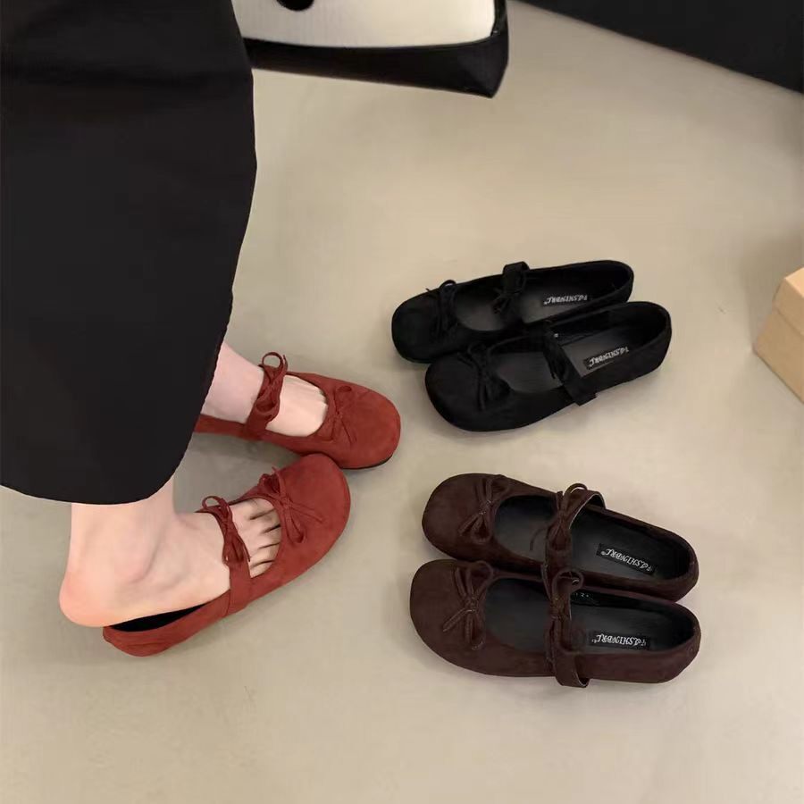 蝴蝶结复古玛丽珍女鞋超软平底