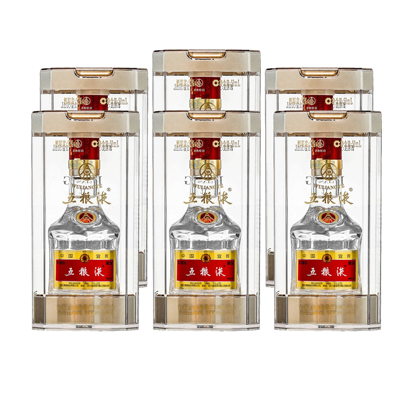 五粮液普五小酒版52度50ml*6瓶浓香型白酒收藏名酒小瓶普五送礼酒