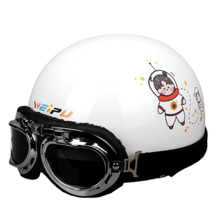 3C认证电动摩托车头盔男女士四季通用半盔夏季巡航车复古安全帽