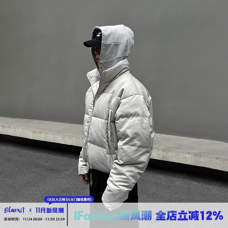 BLAEXIT 冬季cleanfit立领白鹅绒boxy短款羽绒服bomber棉服外套