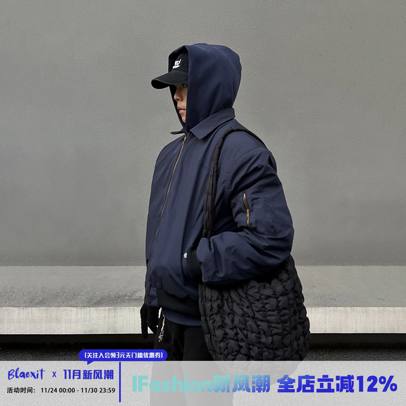 崔胜铉同款蓝色飞行夹克棉服ma1