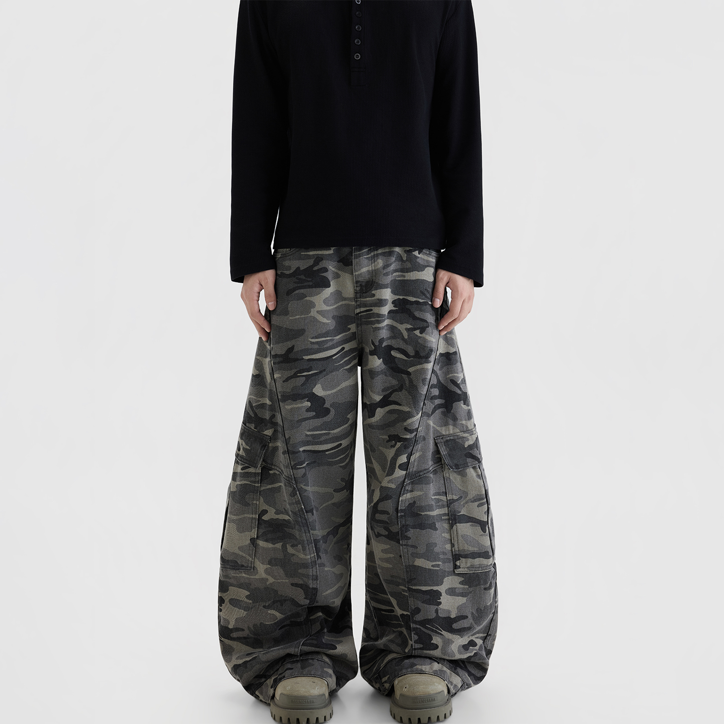 BLAEXIT美式复古弯刀迷彩工装裤男款多口袋加厚宽松阔腿休闲长裤