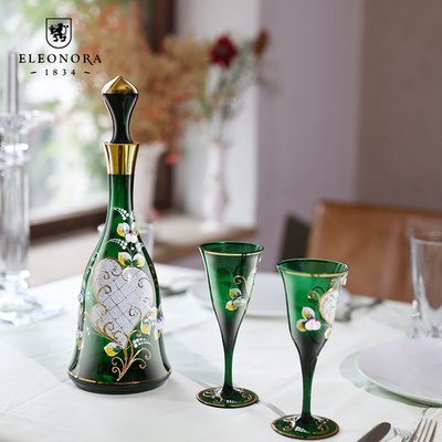 捷克进口水晶彩色礼盒套装红酒杯