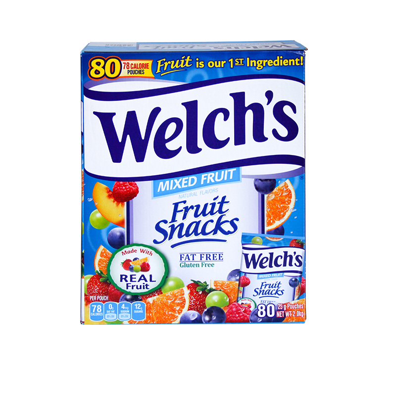 美国进口Welch's威氏水果软糖果汁橡皮糖80包/盒2kg进口儿童零食