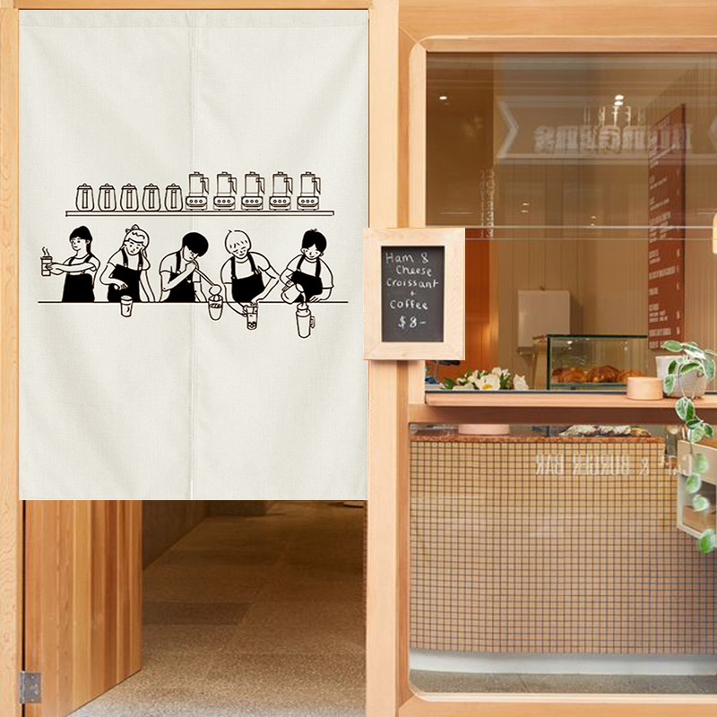 奶茶店门帘定制餐厅厨房隔断帘门店操作间遮挡布艺帘