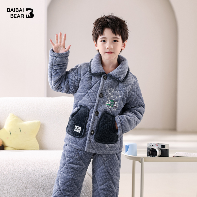 儿童冬季夹棉加厚睡衣