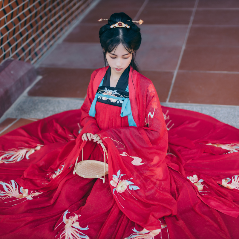 华裳一汉凤求凰齐胸襦裙传统古装汉服女原创正品飘逸刺绣三件套