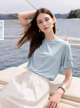 三彩丽雪leisure2026夏季新款短袖圆领T恤休闲套头衫上衣通勤女