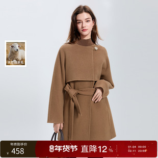 【绵羊毛】丽雪leisure2025冬季新款中长宽松双面呢大衣