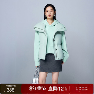 丽雪leisure2025冬季新款90白鸭绒羽绒服短款背心马甲外套