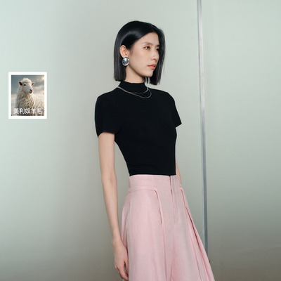 【100绵羊毛】丽雪leisure2026春季新款半高领修身针织衫女