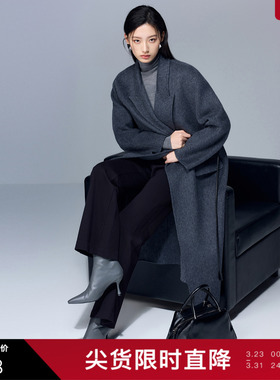 三彩丽雪leisure2025冬季新款休闲裤修身显瘦微喇裤磨毛保暖长裤