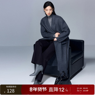 三彩丽雪leisure2025冬季新款休闲裤修身显瘦微喇裤磨毛保暖长裤