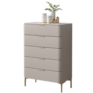 岩板实木斗柜简约现代五斗柜客厅家用抽屉柜储物柜卧室立柜收纳柜