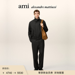 【季末甄选】Ami Paris 男女同款字母贴标羊毛华达呢哈灵顿夹克