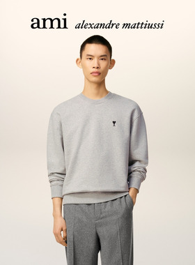 Ami Paris 男士黑色刺绣ADC棉卫衣 爱心圆领长袖卫衣