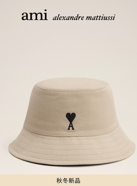 Ami Paris黑色ADC棉华达呢渔夫帽 黑色爱心棉质桶帽