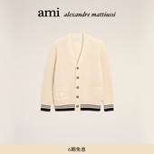 春夏新品 编织LOGO羊毛棉混纺开衫 Ami 男女同款 学院风 Paris