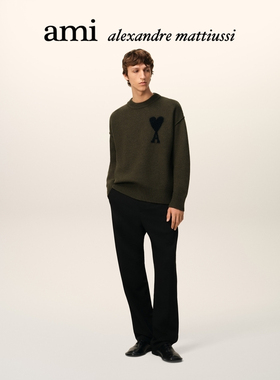 【蛇年限定系列】Ami Paris男女同款黑色ADC毛衣 爱心羊毛上衣