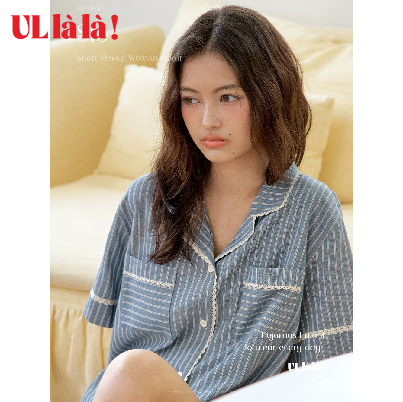 Ullala女士夏季条纹薄款睡衣套装