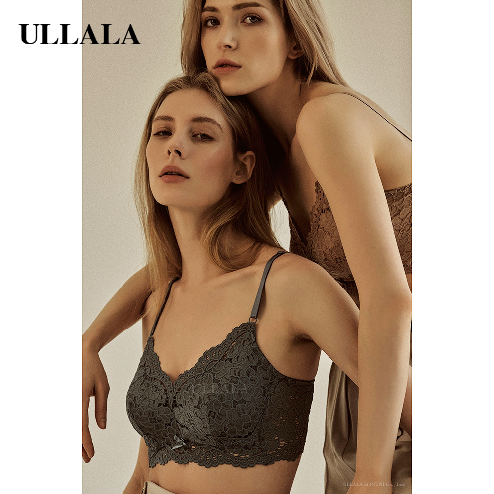 Ullala韩国乌拉拉无钢圈蕾丝文胸套装内衣内裤薄款背心式胸罩女士