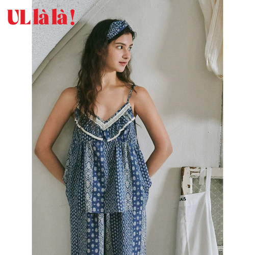 Ullala夏季女款蕾丝吊带睡衣套装