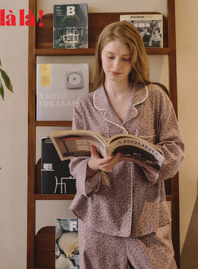 Ullala乌拉拉韩国进口睡衣女秋季纯棉长袖长裤家居服套装甜美翻领