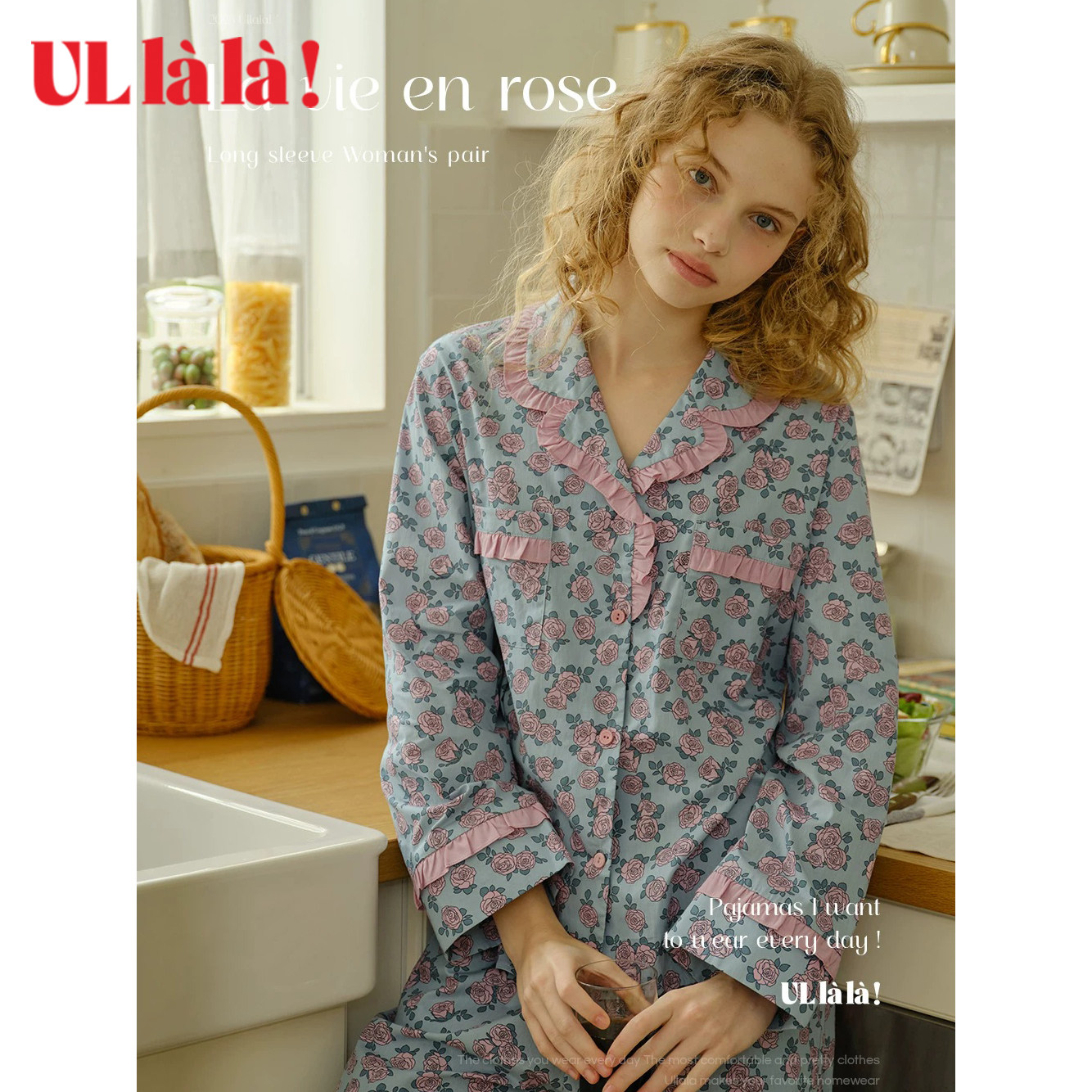 Ullala春秋碎花纯棉家居服套装女图片