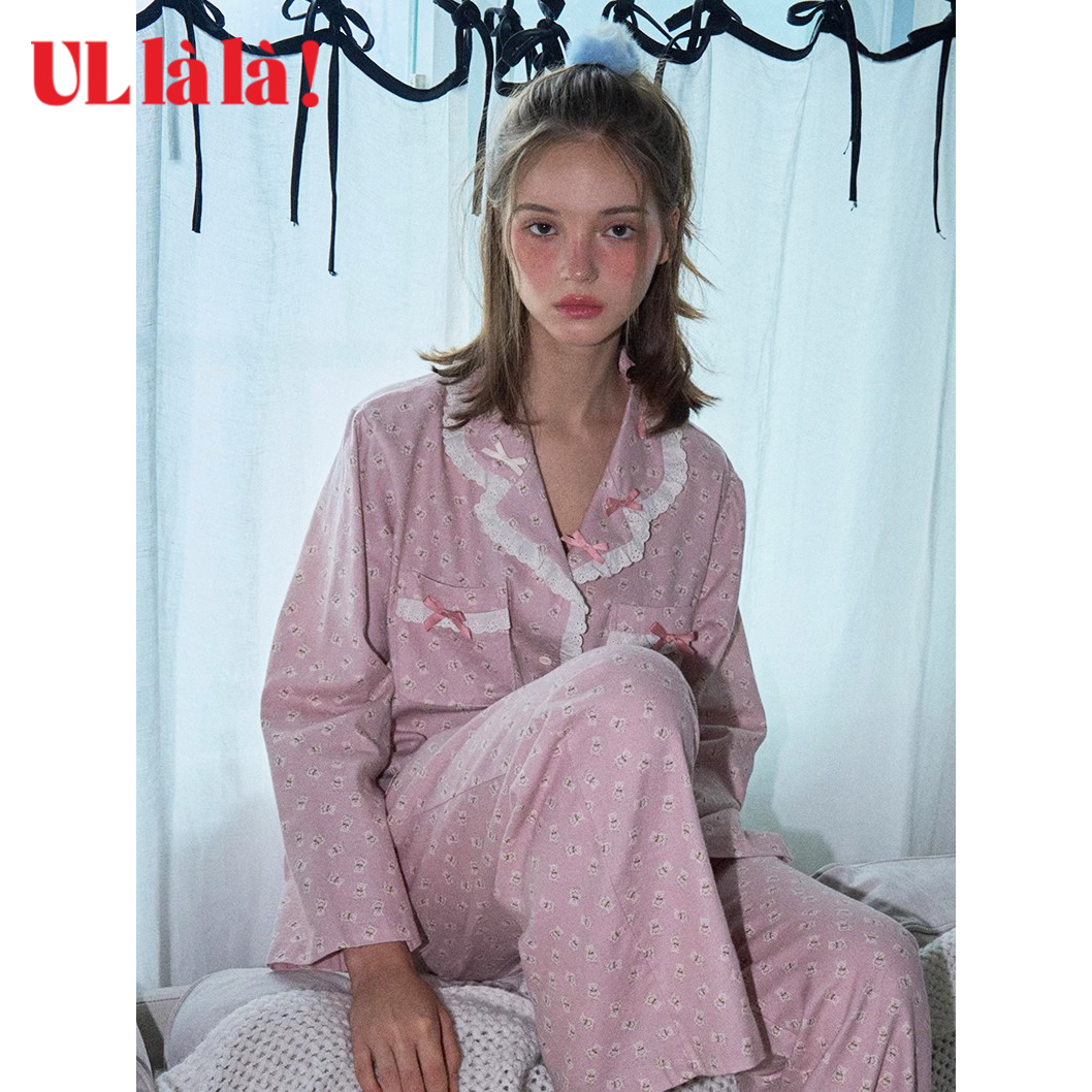 甜美碎花长裤家居服套装纯棉减龄