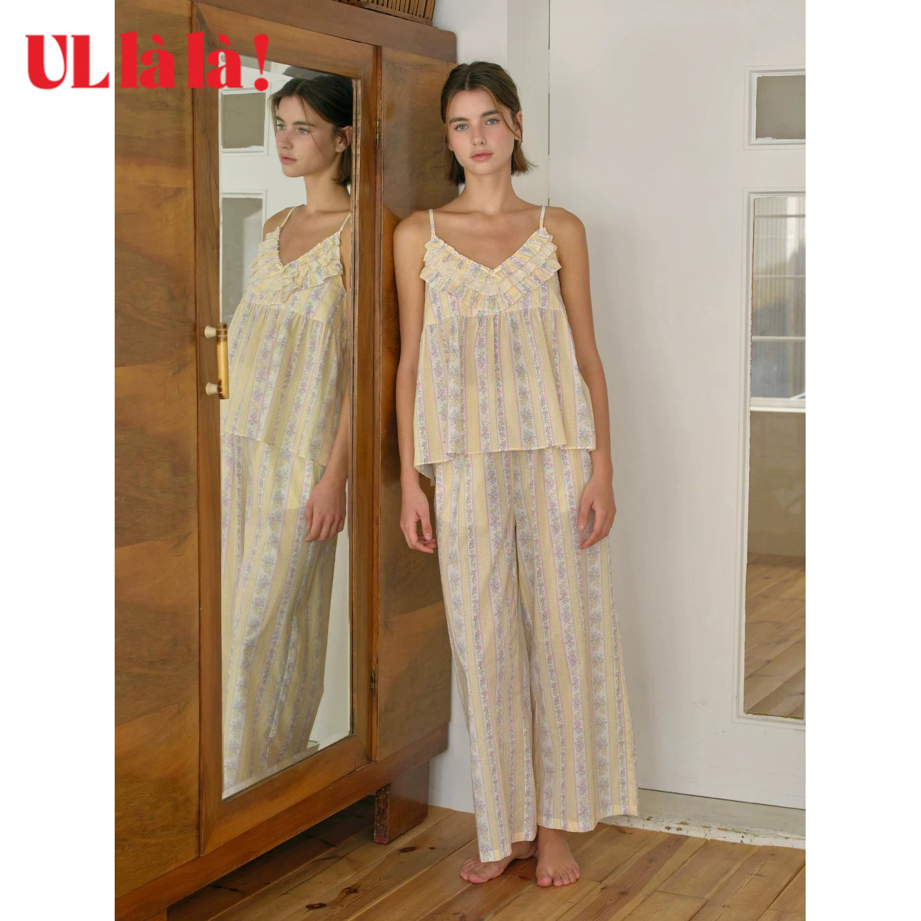 Ullala度假风纯棉吊带睡衣套装女
