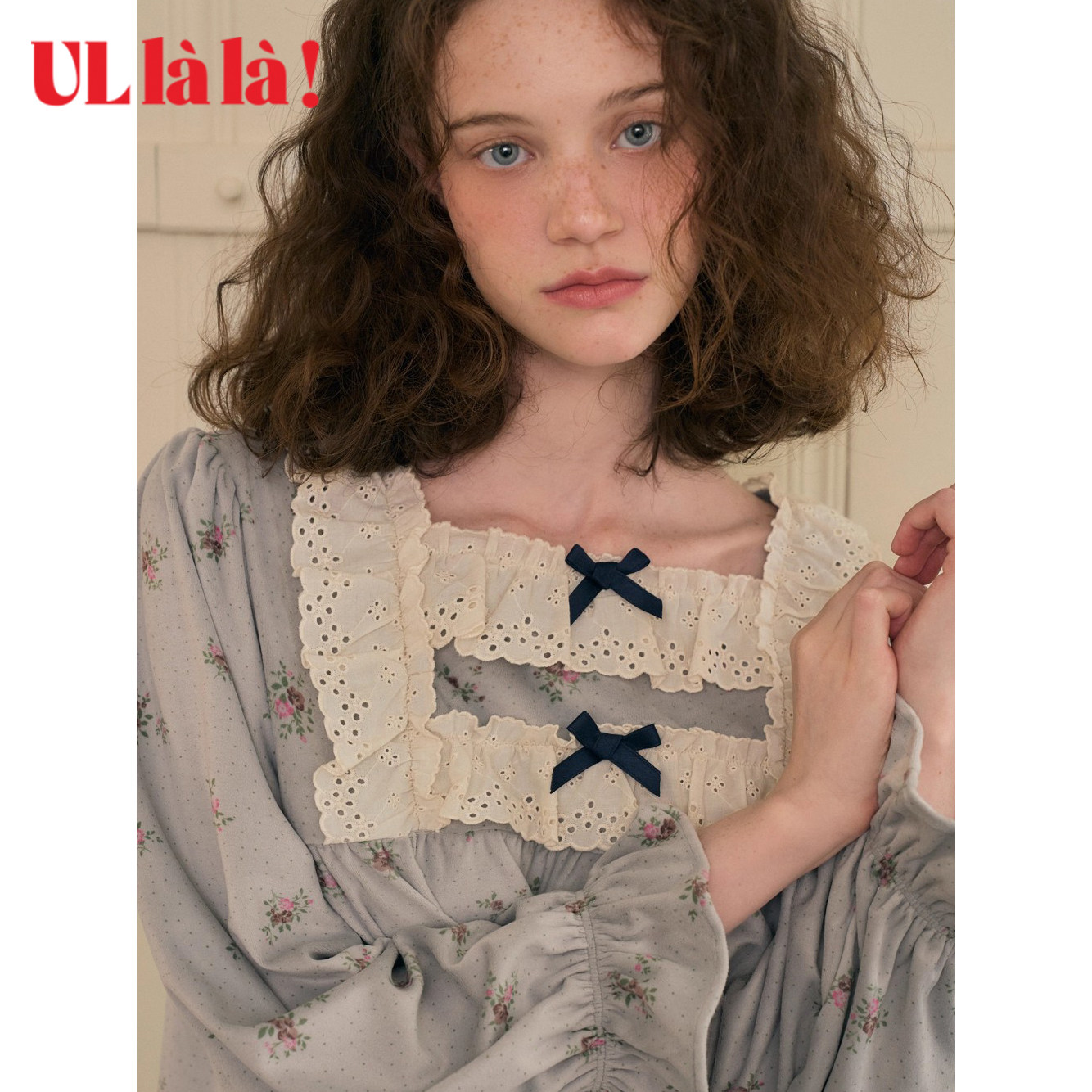 Ullala2025新款甜美方领睡衣