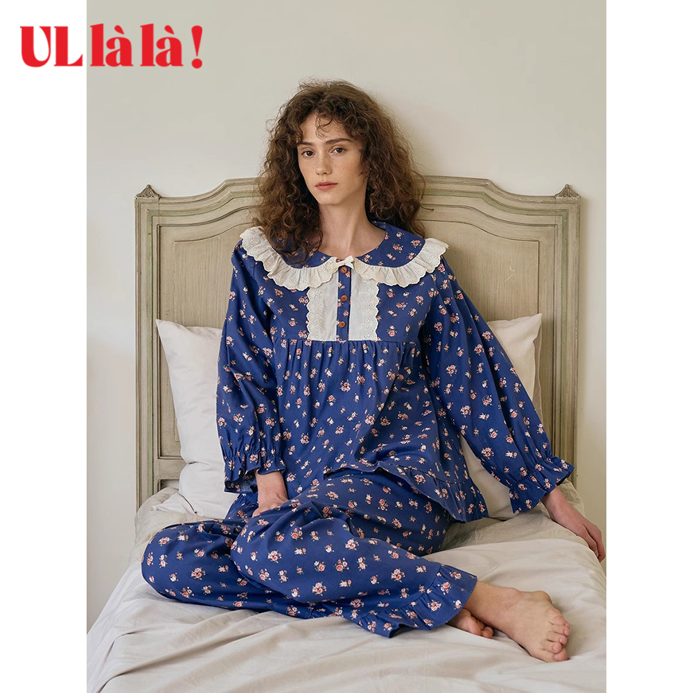 ULLALA女款纯棉娃娃领家居服套装