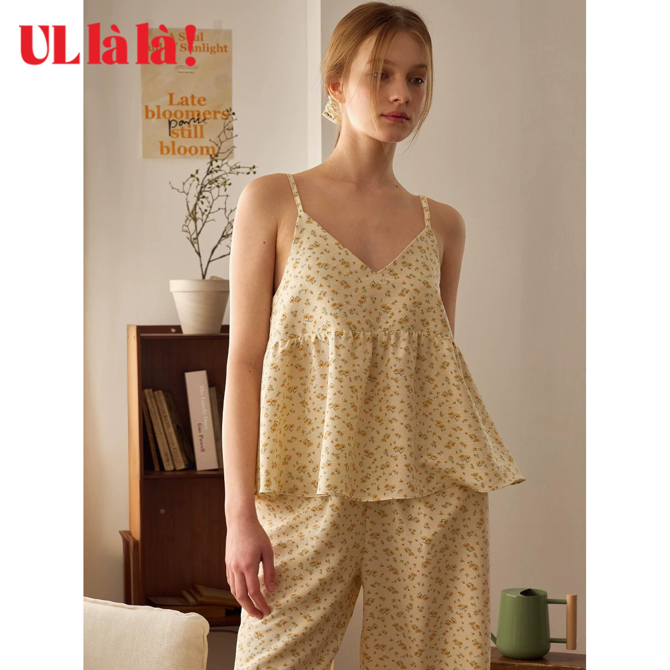 Ullala夏季女款甜美碎花睡衣套装图片