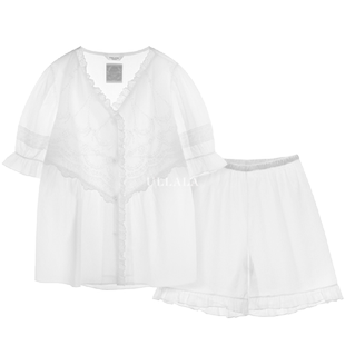 Ullala乌拉拉韩国女家居服棉红色格子翻领宽松春秋睡衣睡裤本命年