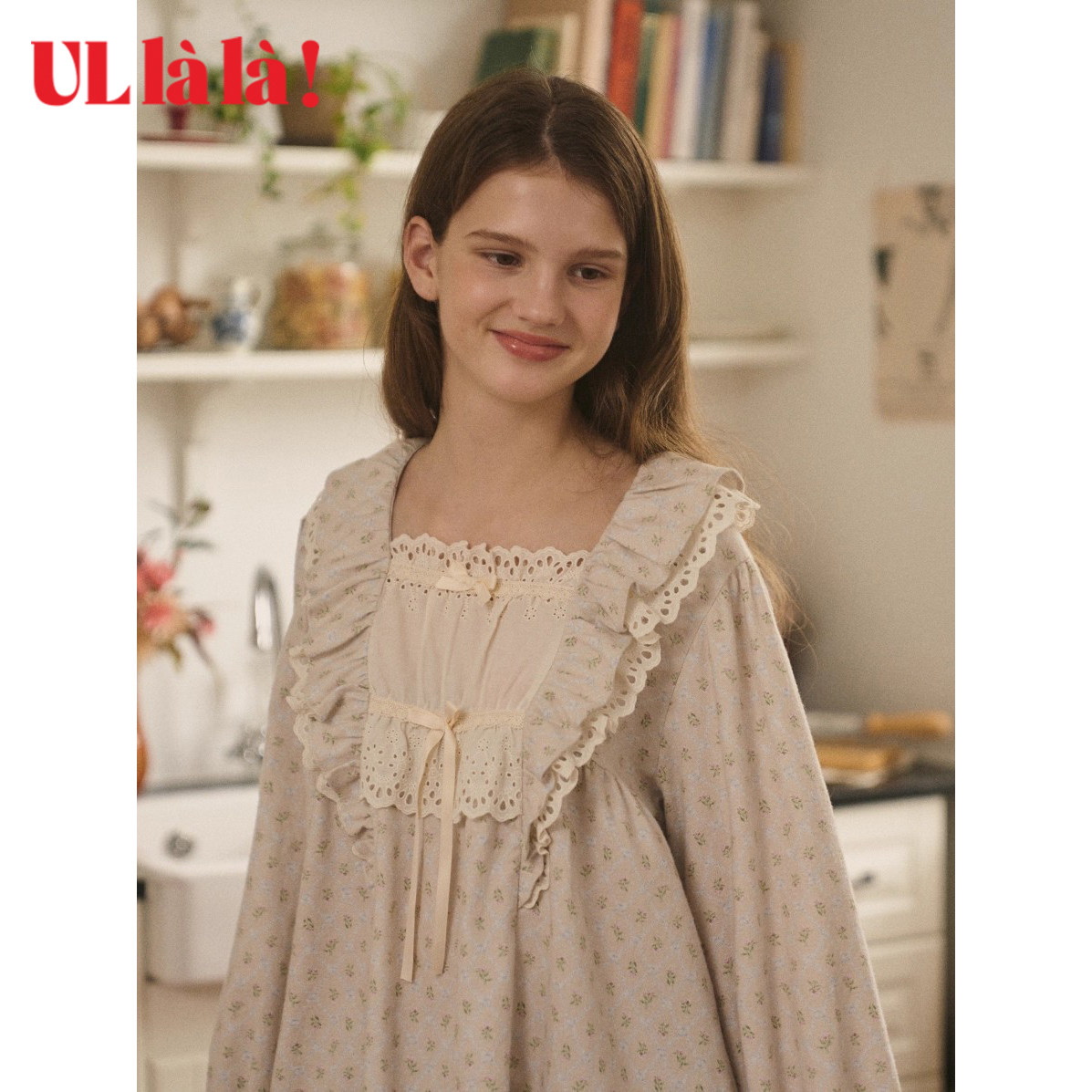 Ullala韩国进口乌拉拉法式睡衣女纯棉秋冬家居服磨毛套装宽松休闲