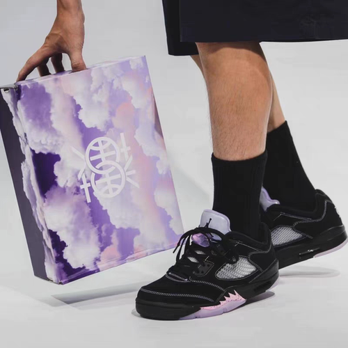 Nike/耐克Air Jordan 5黑紫日落东单男子运动休闲鞋 DX4355-015