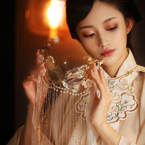 古风汉服饰品面具古风流苏