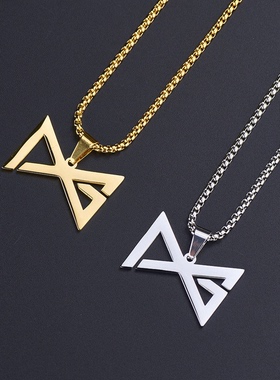 百搭PG保罗乔治Logo蝴蝶结吊坠男女时尚潮人钛钢项链篮球运动饰品