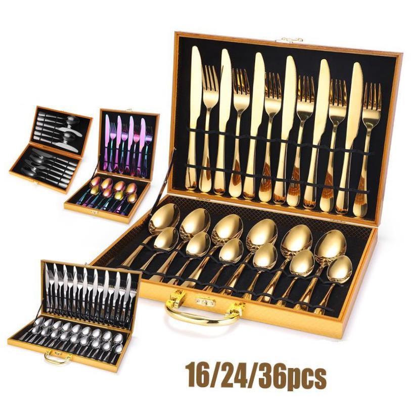24pcsWestern tableware cutlery set knife fork Silverware Set