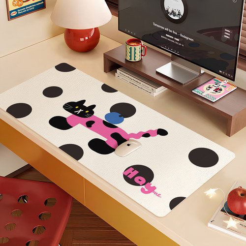 超大号猫咪鼠标垫高级感轻奢键盘垫家用书桌保护垫写字台桌面垫