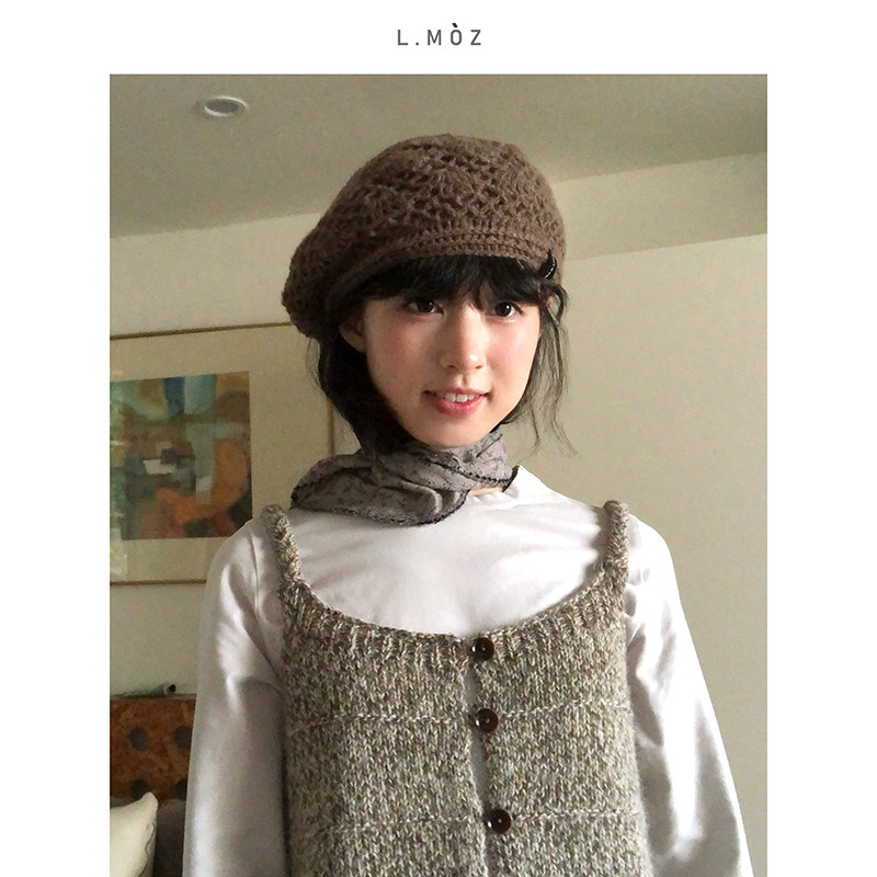 蓝墨竹L.MOZ针织贝雷帽子女秋冬2025新百搭大头围显脸小毛线帽