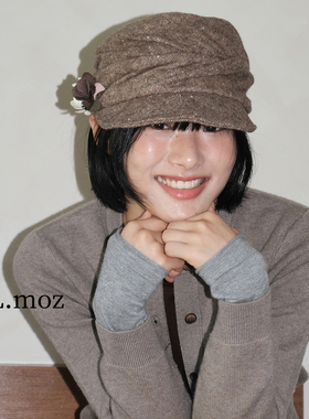 蓝墨竹LMO.Z复古小众设计八角贝雷帽秋冬新款文艺英伦风鸭舌帽子