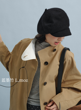 蓝墨竹 L.MOZ复古报童帽子女款2026新款秋冬百搭显脸小黑色画家帽