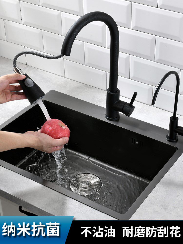 大单盆水槽超大不锈钢304单槽大号阳台洗衣三孔小型台中盆75x40